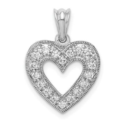 14k White Gold 1/4 carat Diamond Heart Pendant Necklace Womens Love Gift