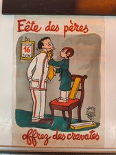 Ancienne affiche publicitaire la fête des pères offrez des cravates
