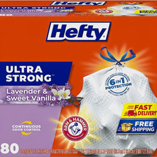 Hefty Ultra Strong Tall Kitchen Trash Bags Lavender  Sweet Vanilla 13 Gal 80 Ct