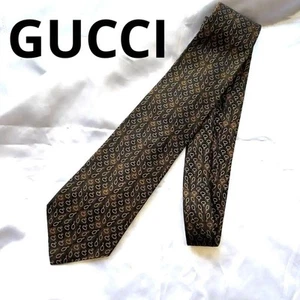 Cravate GUCCI 39,37 pouces marron motif GG soie luxe