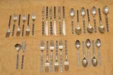 Ekco Eterna Montalo Stainless Korea 32 pcs Flatware Service For 5 + MCM