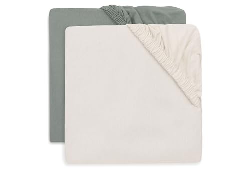 Drap-housse junior Jollein en jersey sea green et ivory lot de 2
