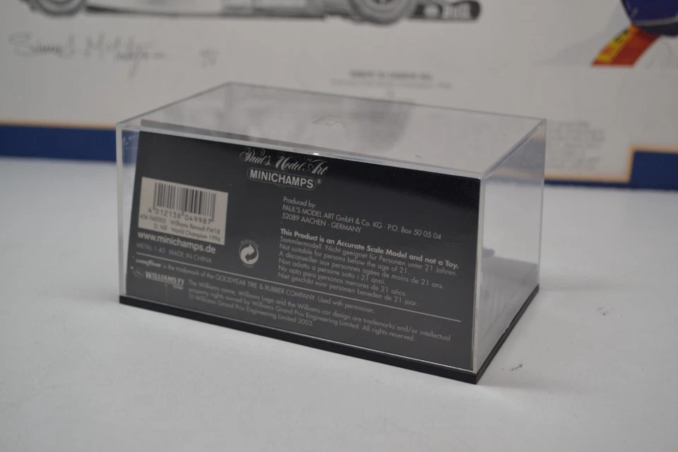 MINICHAMPS/F1 1996 CAMPEÓN - WILLIAMS FW18 - DAMON HILL - COCHE MODELO ESCALA 1/43 Foto 3 de 4