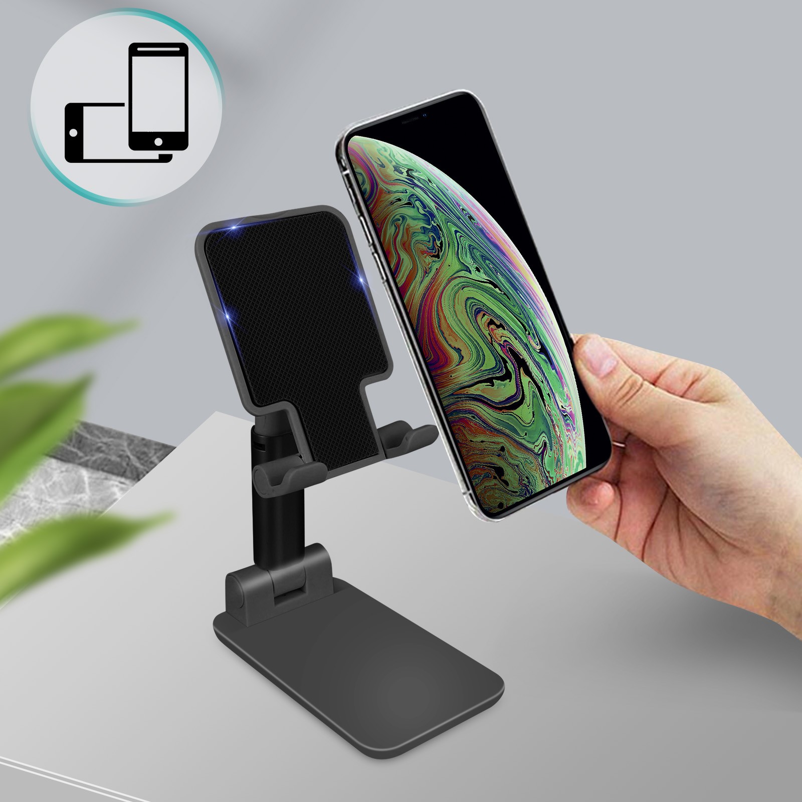 Support Téléphone Ajustable 0-140° - Idéal Visioconférence et Télétravail 20cm