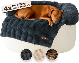 Pelsbarn Dog Bed for Couch Sofa w Non-Slip Oxford Bottom Large Gray 33x33 in 