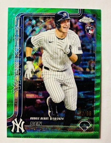 2025 Topps Chrome Update Ben Rice Green Wave Refractor Number Match 22/99