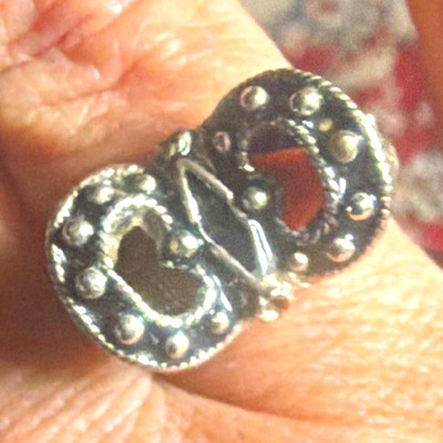 925 Sterlingsilber Ring ohne Stein, Ornament Nieten/Perlen-Optik, Gr. 56