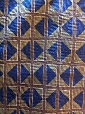 Haggar 100 Silk Tie Made in USA Olive, Navy and Bronze Geometric Design  292 