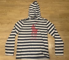 Polo Ralph Lauren Men  s Big Pony Logo Striped Hooded T-Shirt Tee White NWT S