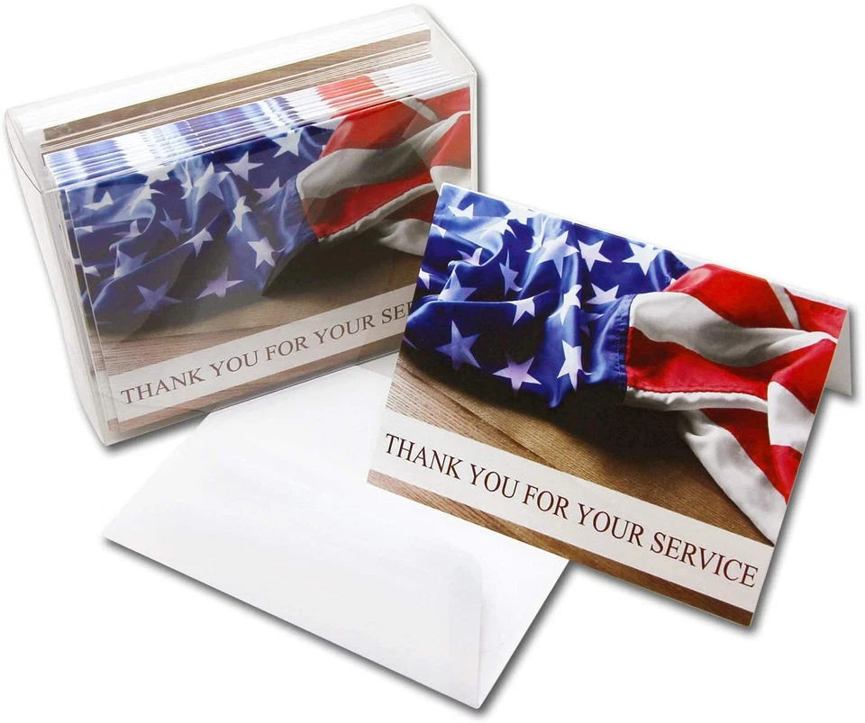 American Flag Thank You For Your Service Cards-Blank Inside-5.5"x 4.25"-12 or 24 - Image 2 of 4