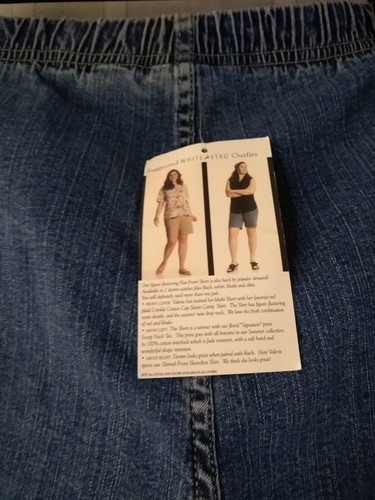 White Stag Women's 1X (16W) Stretch Denim Pull On Elastic Back Waist Shorts New - Picture 4 of 11