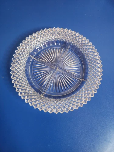 Miss America Pattern Clear Divided Relish Dish Anchor Hocking Glass 8.75”
