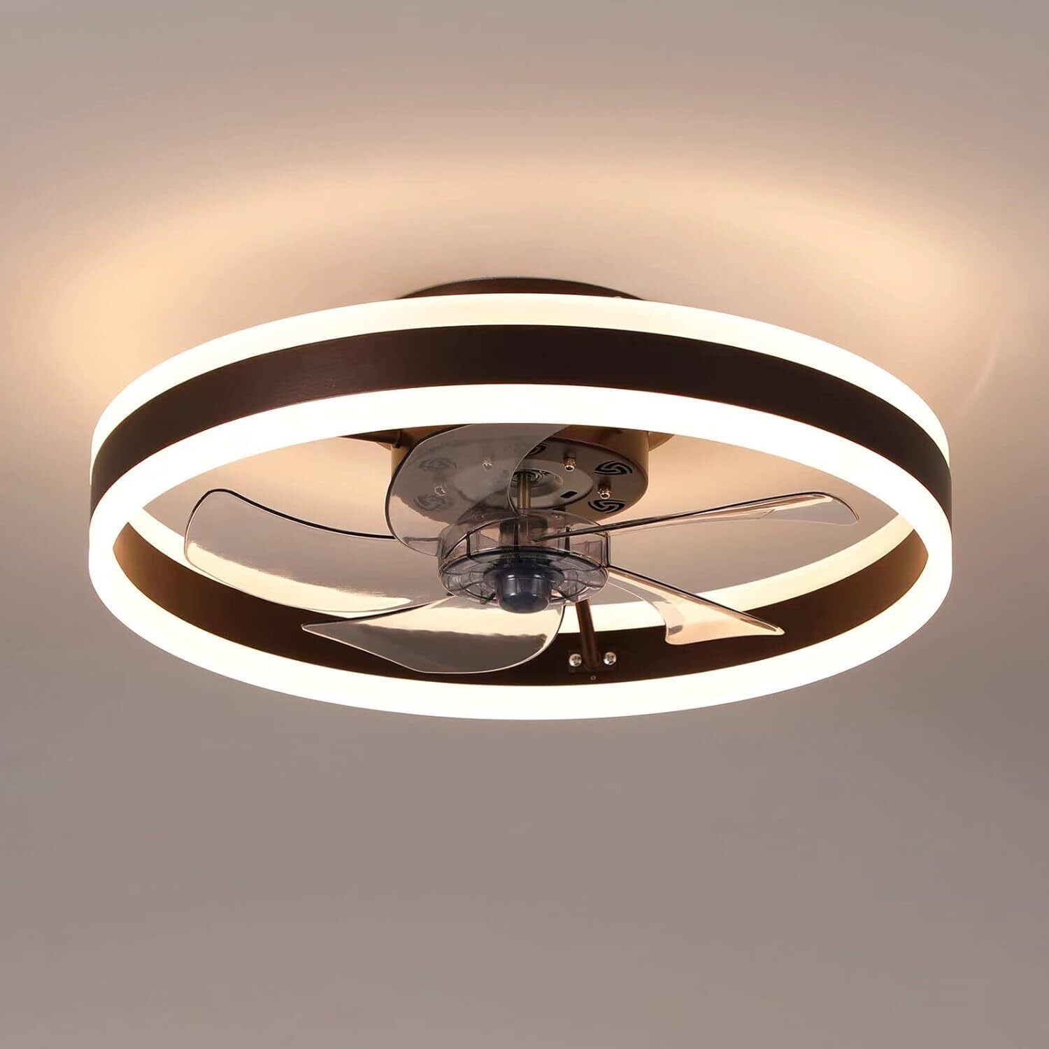 Ventilateur de plafond silencieux télécommande et éclairage LED salon 122cm