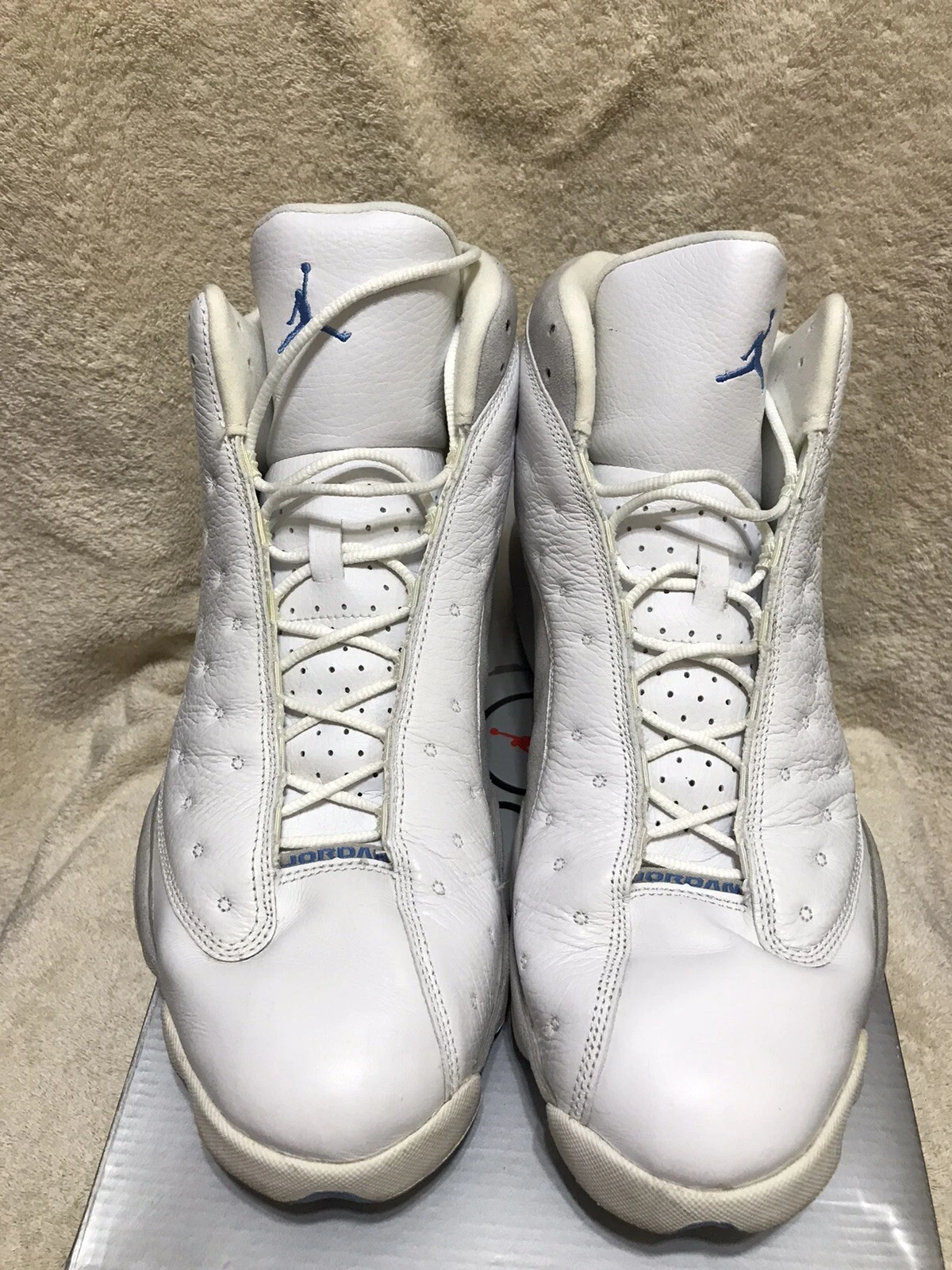 Air Jordan Retro 13 Bianco Grigio Neutro Blu Università 2005 Taglia 14