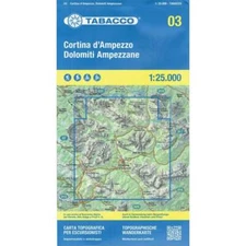 Italy Alps Tabacco Map 03 Cortina d'Ampezzo e Dolomiti Ampezzane walking hiking