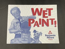 Vintage Benjamin Moore Paint Sign Wet Paint L...