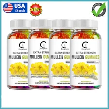 100% Natural Mullein Leaf Gummies Extra Strength Detox Cleanse Lung Health 60pcs