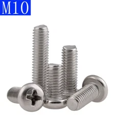 M10 X 1.5 10mm A2 304 Stainless Steel Phillips Pan Head Machine Screws DIN 7985