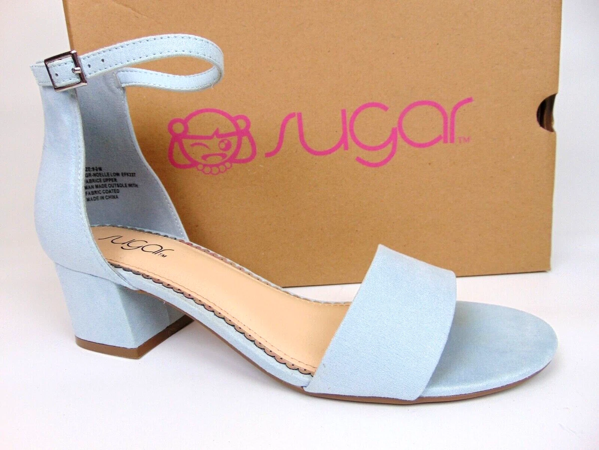 Blue dress sandals low heel cheap