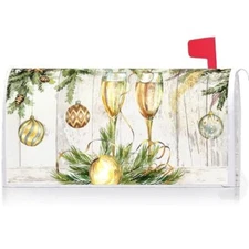  Christmas Ornament Champagne New Year Decoration Mailbox Cover with Magnetic 