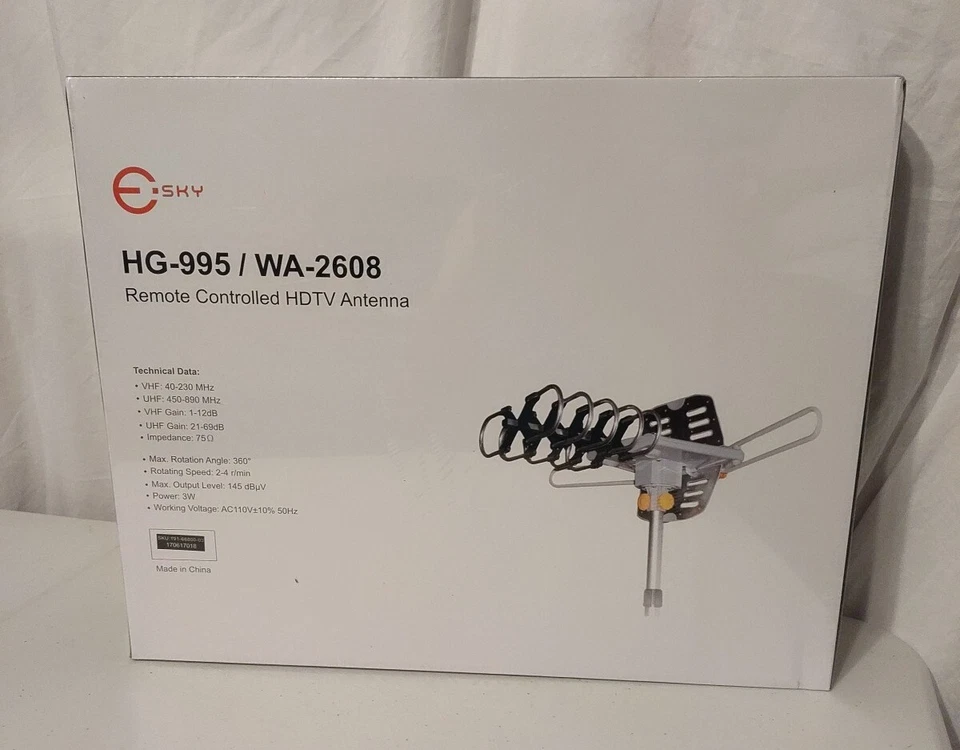 Esky HDTV Amplified Antenna HG-995 Outdoor TV Antenna w/Remote New in Box!  - Image 2 of 4
