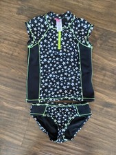EUC Size 8 Gossip Girl White Disco Stars Two Piece Black White Swimsuit Swim