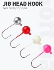 50Pcs 1g/1.5/2/3/5/7g Lead Jig Heads Fishing Hooks Crappie Ball Head Lure Bait