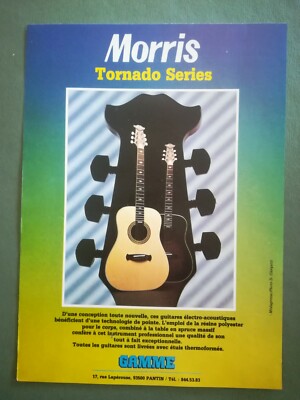 ALTE PUB ADVERT CLIPPING 80er Jahre Akustische E-Gitarre Morris Tornado