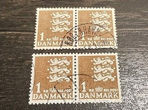 Postage Stamps Denmark 1 KR. 2 Sets Of 2 Stamps