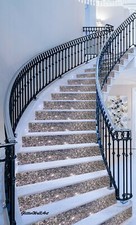 -15cm (6") Wall Paper Fabric Gun Metal Grey Glitter Stairs Risers Self Adhesive