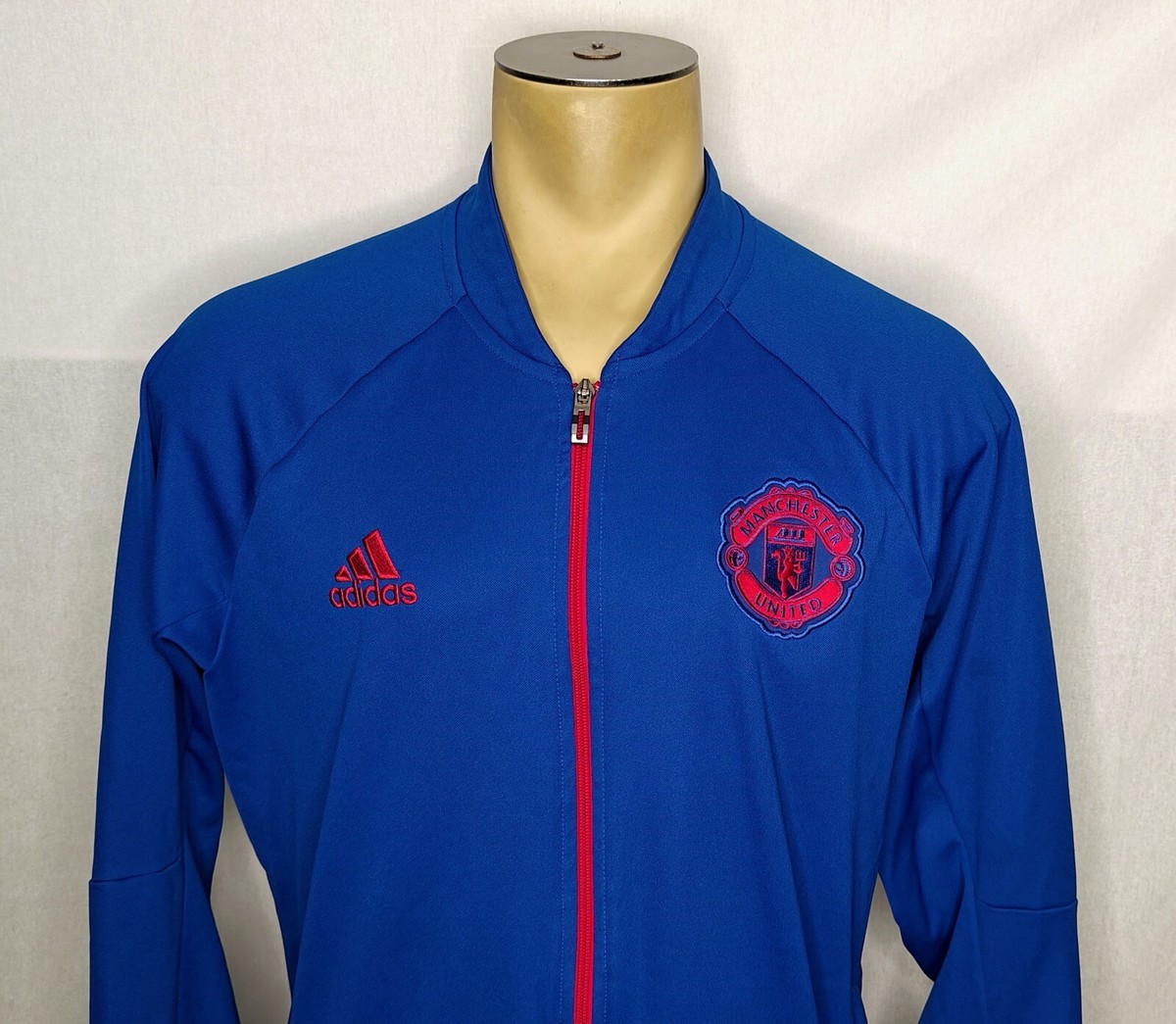 Mens 2016 Adidas Manchester United blue soccer football zip-up
