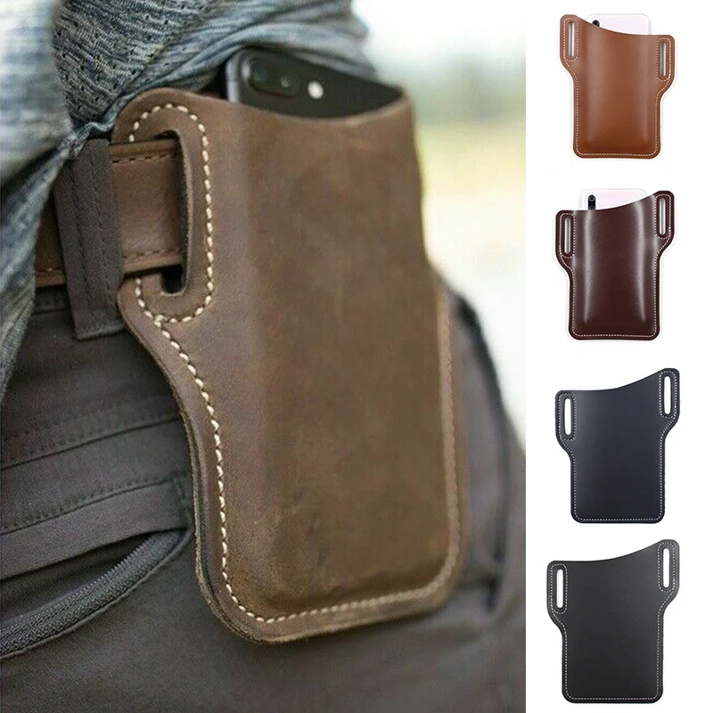 Men Cell Phone Belt Pack Bag Loop Waist Holster Pouch Case​ Leather Wallet Cover - Image 2 of 4
