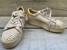 ASH Cult Snake Textured off-White Premium Leather Platform Trainers Size 5.5 39