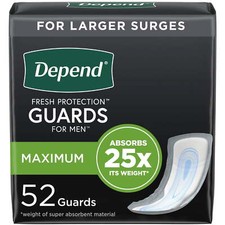 Depend Incontinence Guards for Men, Maximum, 52 Count
