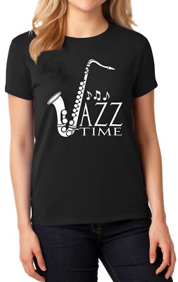 Jazz Time Saxophon T-Shirt Damen Lounge Geschenk lustig Musik Rock Frauen T-Shirt Top
