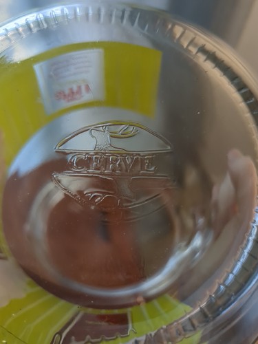 Vintage Cerve Clear Glass Apple Juice Pitcher 8” Bright Graphics Made in Italy - Picture 7 of 7
