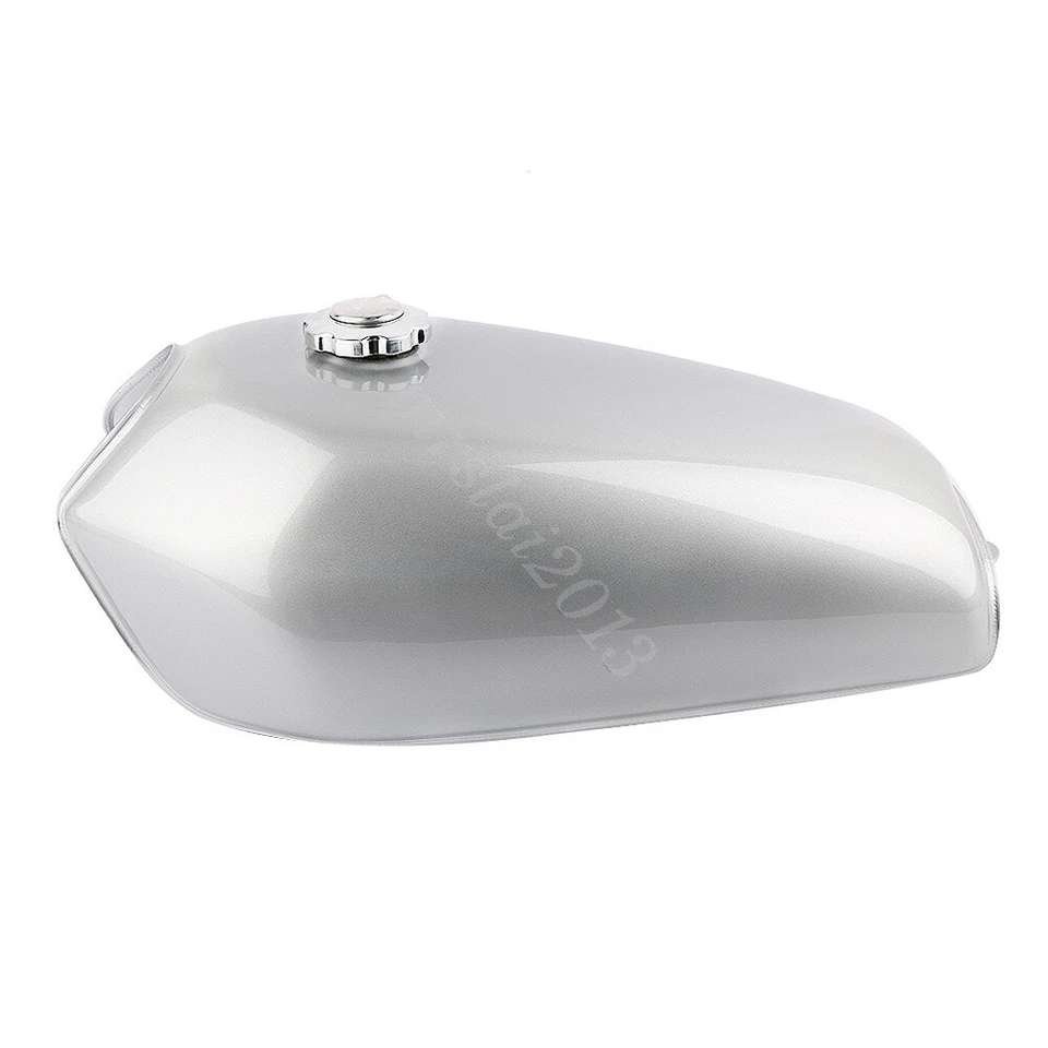 Silver Motorcycle Vintage 9L / 2.4Gal Fuel Tank & Tap For Honda CG125 Cafe Racer - Imagem 3 de 4
