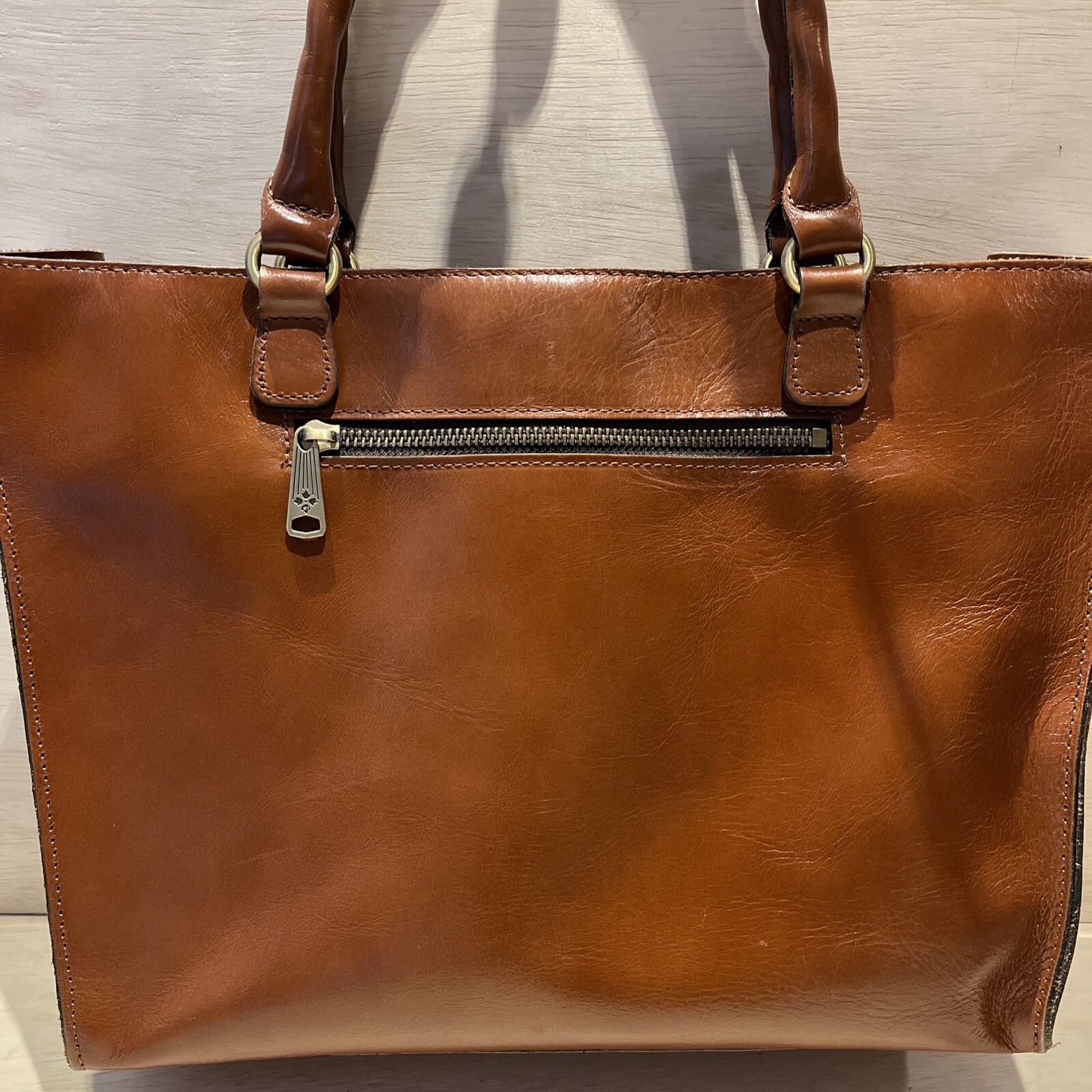 Patricia Nash Zancona Brown Leather Studs Shoulder Handbag Tote Purse