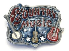 Vintage 1982 Country Music Great American Belt Buckle - Numbered Guitar, Banjo 