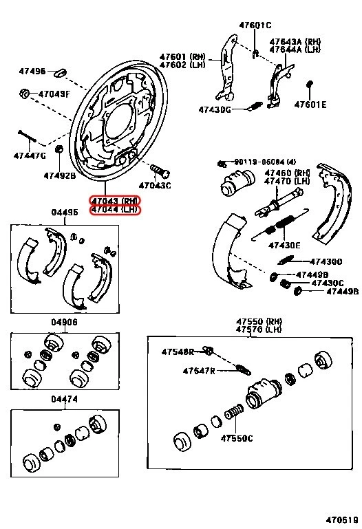 Toyota Genuine T100 Pickup Brake Backing Plate Rear RH & LH SET OEM - Image 3 of 4