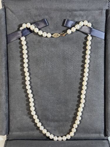 Collana Sofia certificata in oro giallo 14 kt 6-6,5 mm CFW filo di perle 18" - Foto 3 di 11