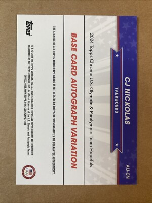 ⭐️小千谷縮⭐️証書あり⭐️USED⭐️ CJ NICKOLAS 2024 Topps Chrome Olympic Auto GREEN Refractor /99