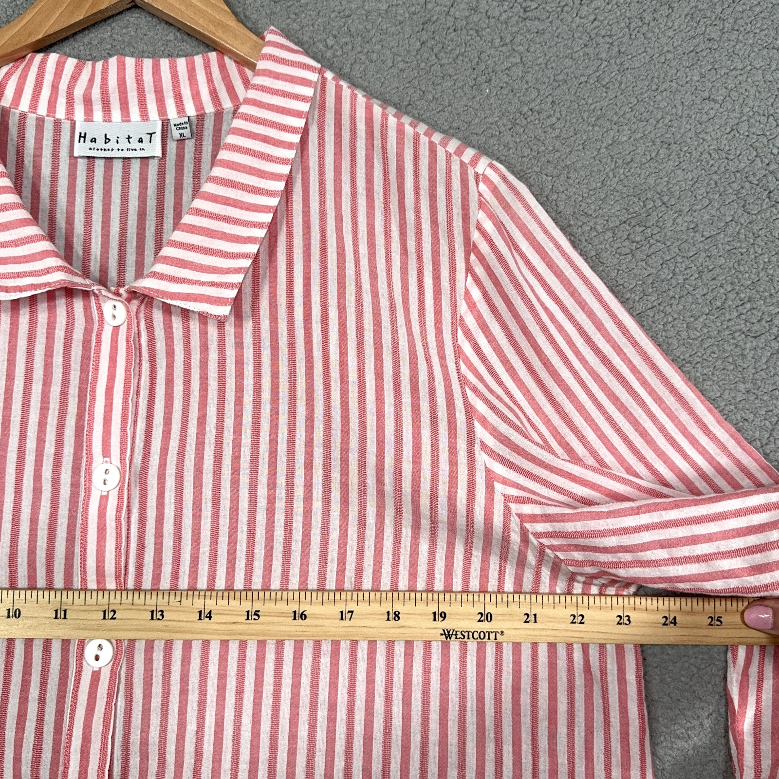 habitat flowy lagenlook button strip shirt
