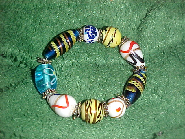 Stretch Bracelet...Multi-Colored Multi-Shaped Gla… - image 2