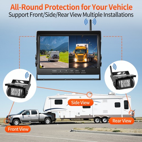 7'' Rear View Monitor For Truck Trailer Van RV Bus Dual Wireless Backup Camera - Picture 7 of 14