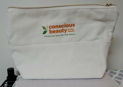 Ulta Beauty Cosmetic Makeup Bag White Canvas -Washable -New