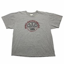 Vintage 00s Nike Game and Gear Basketball Swoosh Logo Spellout Grey T Shirt XL