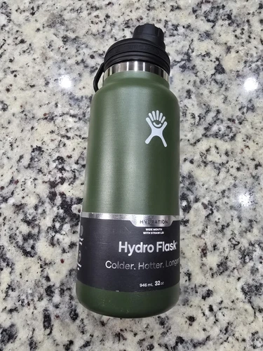 Hydro Flask Double Wall Vacuum Ins Water Bottle Wide Mouth TempShield Green READ