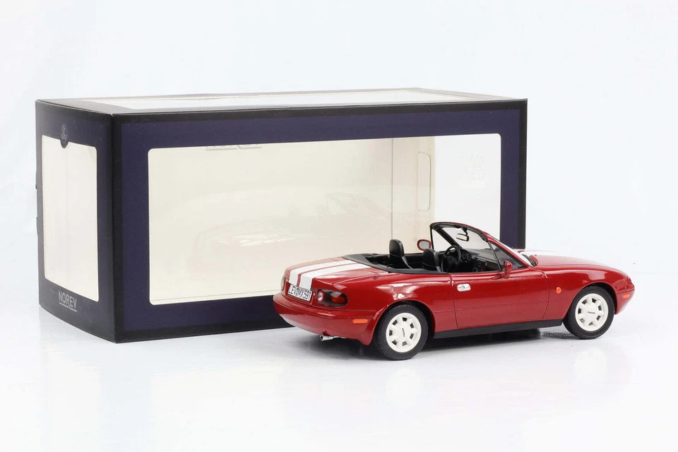 1:18 Mazda MX-5 Rouge Avec Blanches Rayures 1989 Norev 188021 Limitée - Photo 4/4