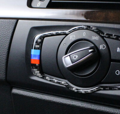 IJDMTOY Real Carbon Fiber Headlight Switch Trim For BMW E90 E92 325i 328i 330i 335i M3 2006-2012